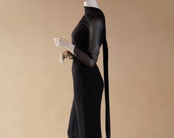 2011 Céline by Phoebe Philo silk jumpsuit with long tails and sheer sleeves