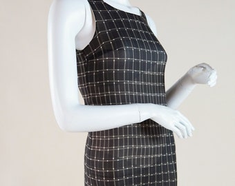 S/S 1999 Prada silk dress with grid pattern - Spring Summer 1999 y2k designer archive dress