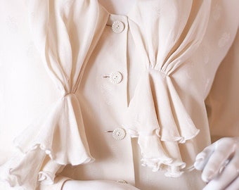 vintage silk Emanuel Ungaro Parallèle blouse with draped collar and ruffle detail over bust