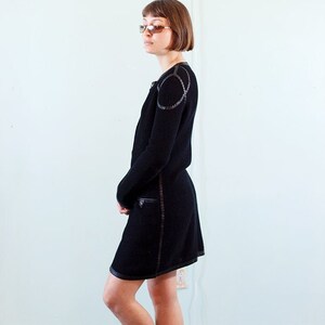 Jean Paul Gaultier cotton knit dress with leather trim vintage designer coat dress image 3