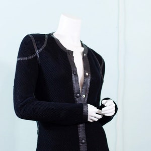 Jean Paul Gaultier cotton knit dress with leather trim vintage designer coat dress image 4