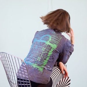 silk People of the Labyrinths hand dyed and printed quilted jacket