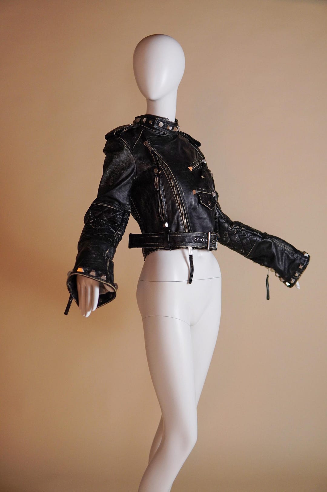 F/W 2005 Dsquared2 Runway Leather Moto Jacket With Square Studs - Etsy