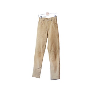 1990s suede pant vintage butter yellow suede jean image 1