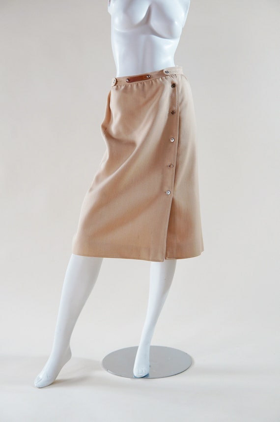 1970s Courrèges wrap skirt - tan beige vintage des