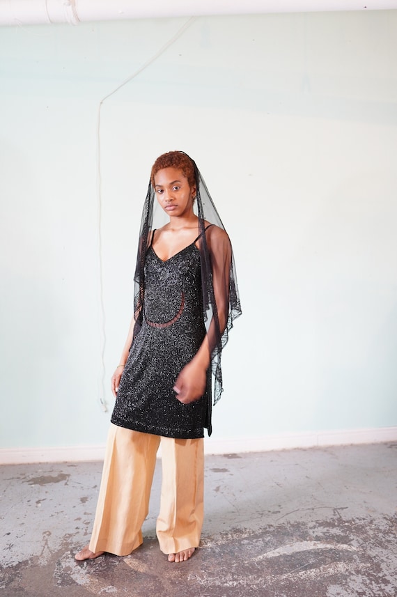 Mid-century Glass Beaded Dress With Intricate Design