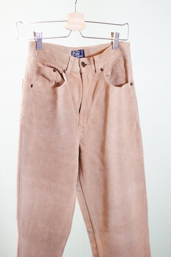 1980s Polo Ralph Lauren beige suede pants - image 2