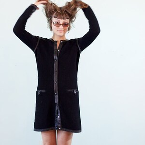 Jean Paul Gaultier cotton knit dress with leather trim vintage designer coat dress image 7