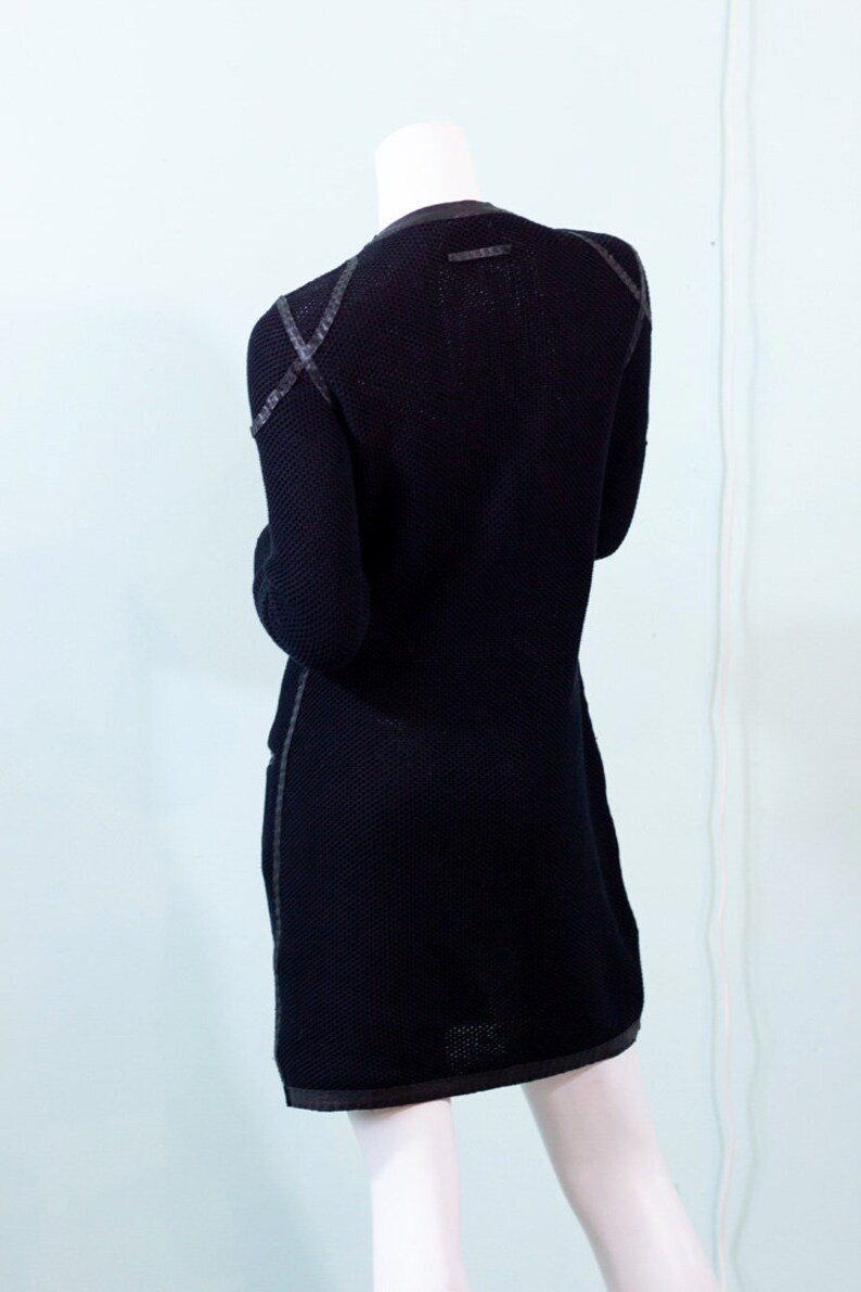 Jean Paul Gaultier cotton knit dress with leather trim vintage designer coat dress image 9