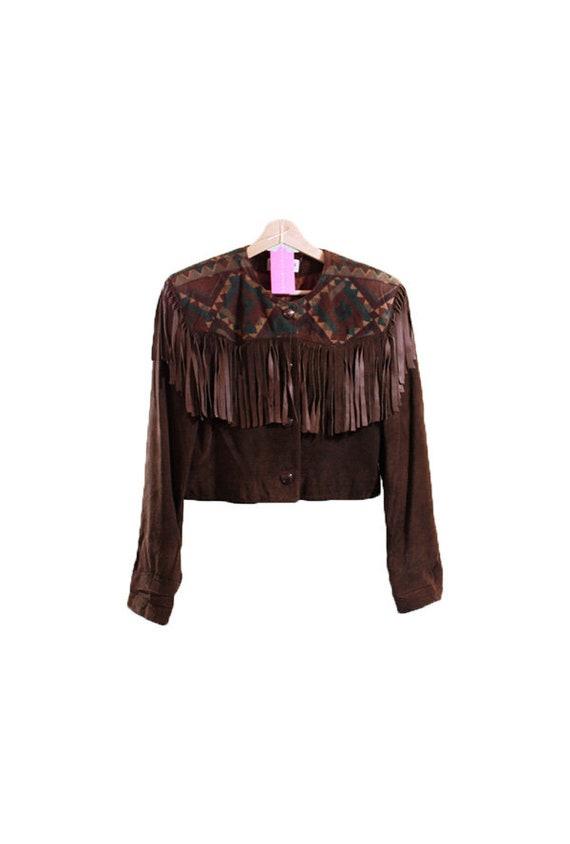 Vintage Bagatelle Fringe Cropped Suede Leather Jacket Etsy