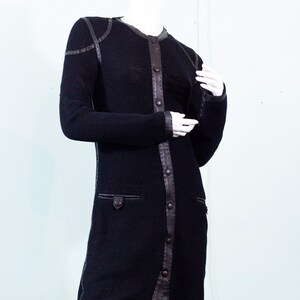 Jean Paul Gaultier cotton knit dress with leather trim vintage designer coat dress image 2