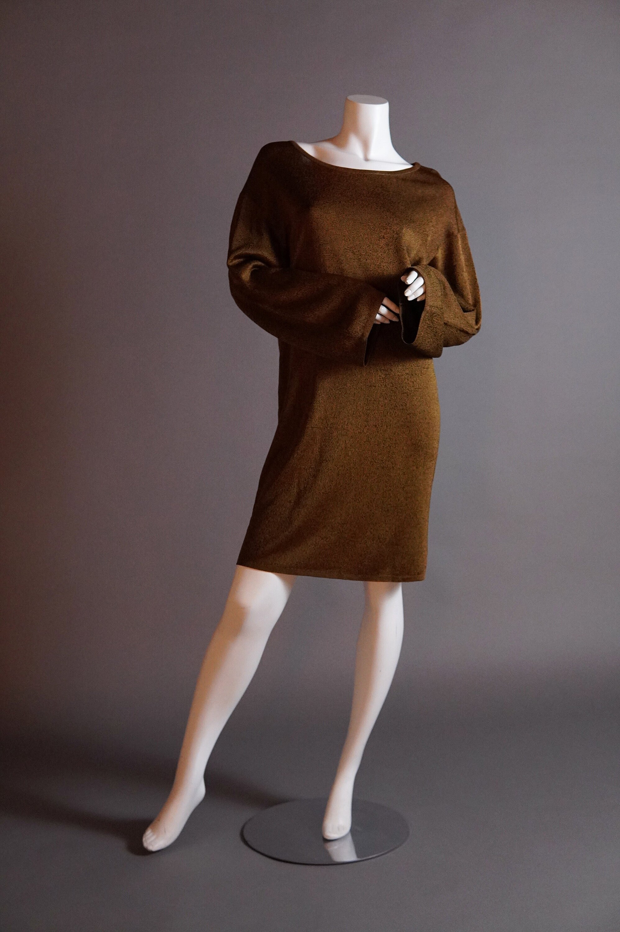 ワンピース ALAIA WOOL KNITTED SKATER DRESS Alaïa Wool Knitted Skater Dress - Dark Purple Wool Blend