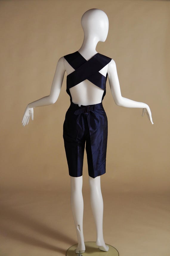 S/S 1990 Jean Paul Gaultier Runway Blue Silk Taffeta Jumpsuit
