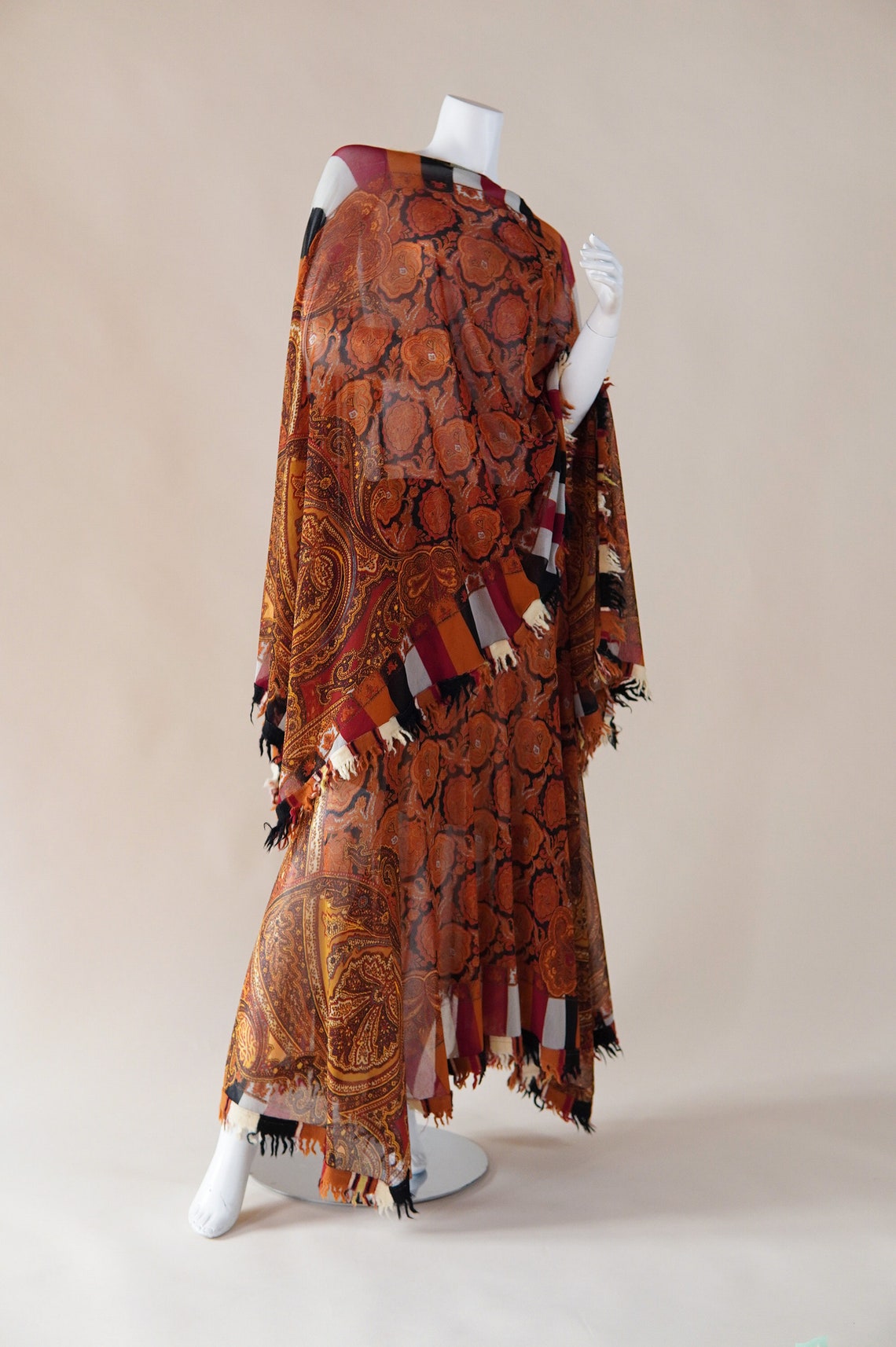 JEAN PAUL GAULTIER pinstriped mesh poncho