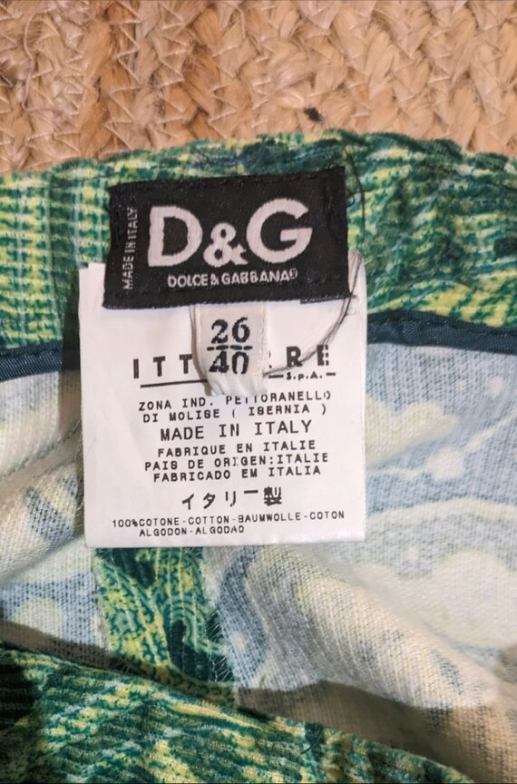 Buy D&G Dolce and Gabbana 2000s Vintage Paisley Green Corduroy Low 