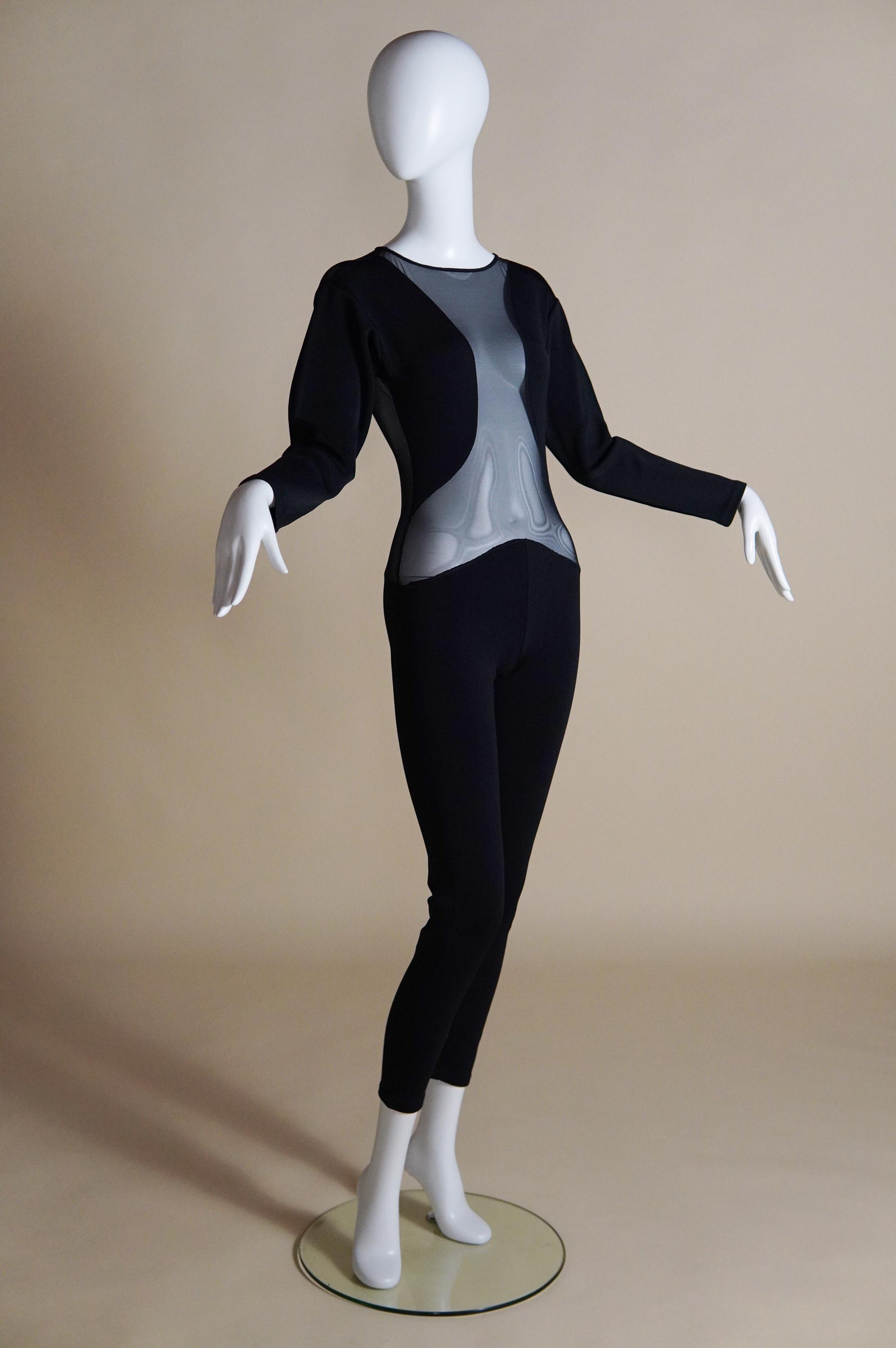 1990s Liza Bruce Black Jumpsuit With Sheer Panels - Etsy 1990s Liza Bruce Black Jumpsuit With Sheer Panels - Etsy