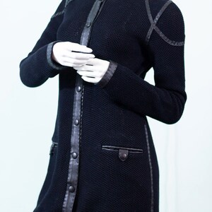 Jean Paul Gaultier cotton knit dress with leather trim vintage designer coat dress image 6