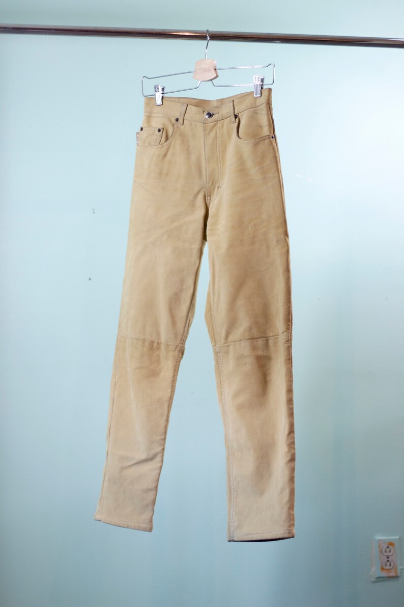 1990s suede pant vintage butter yellow suede jean image 5