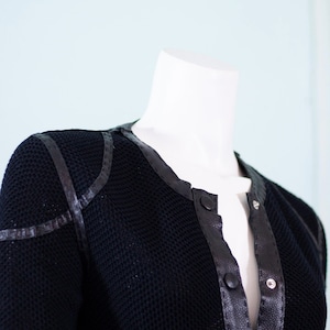 Jean Paul Gaultier cotton knit dress with leather trim vintage designer coat dress image 8