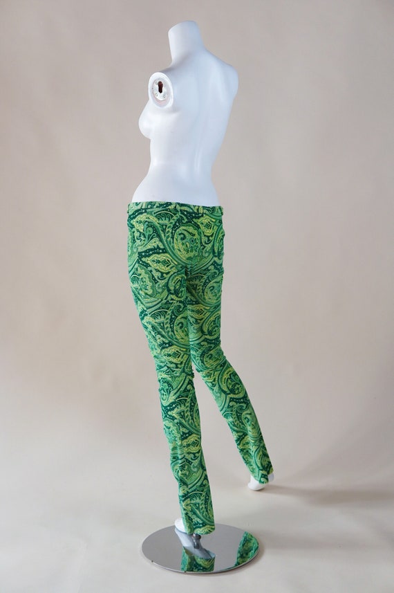 D&G Dolce and Gabbana 2000s Vintage Paisley Green Corduroy Low