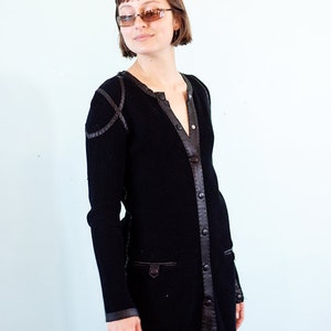 Jean Paul Gaultier cotton knit dress with leather trim vintage designer coat dress image 5