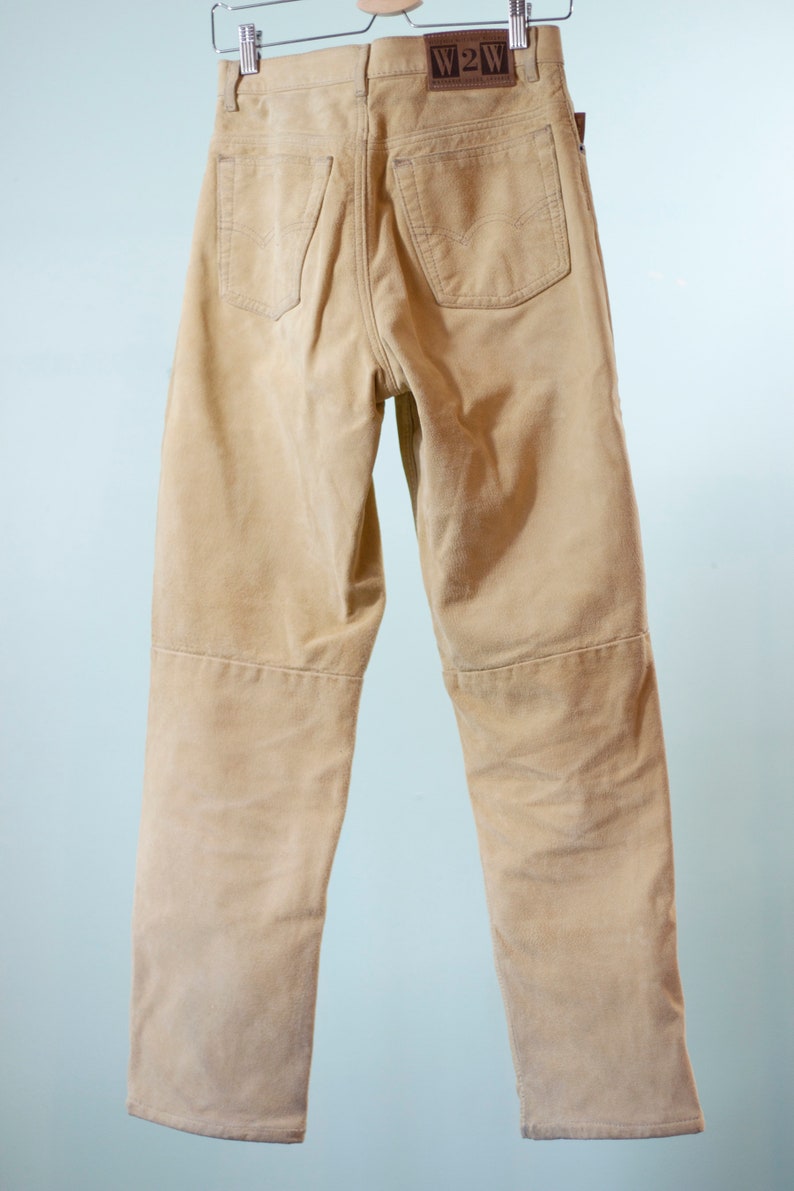 1990s suede pant vintage butter yellow suede jean image 4