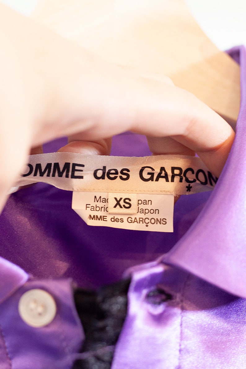 deconstructed Comme des Garçons satin shirt designer purple shirt with black ruffle detail image 5