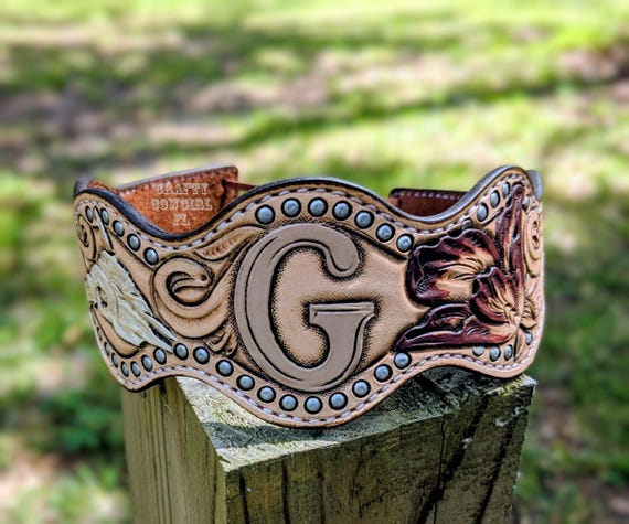 Bridal garter belt custom tooled leather