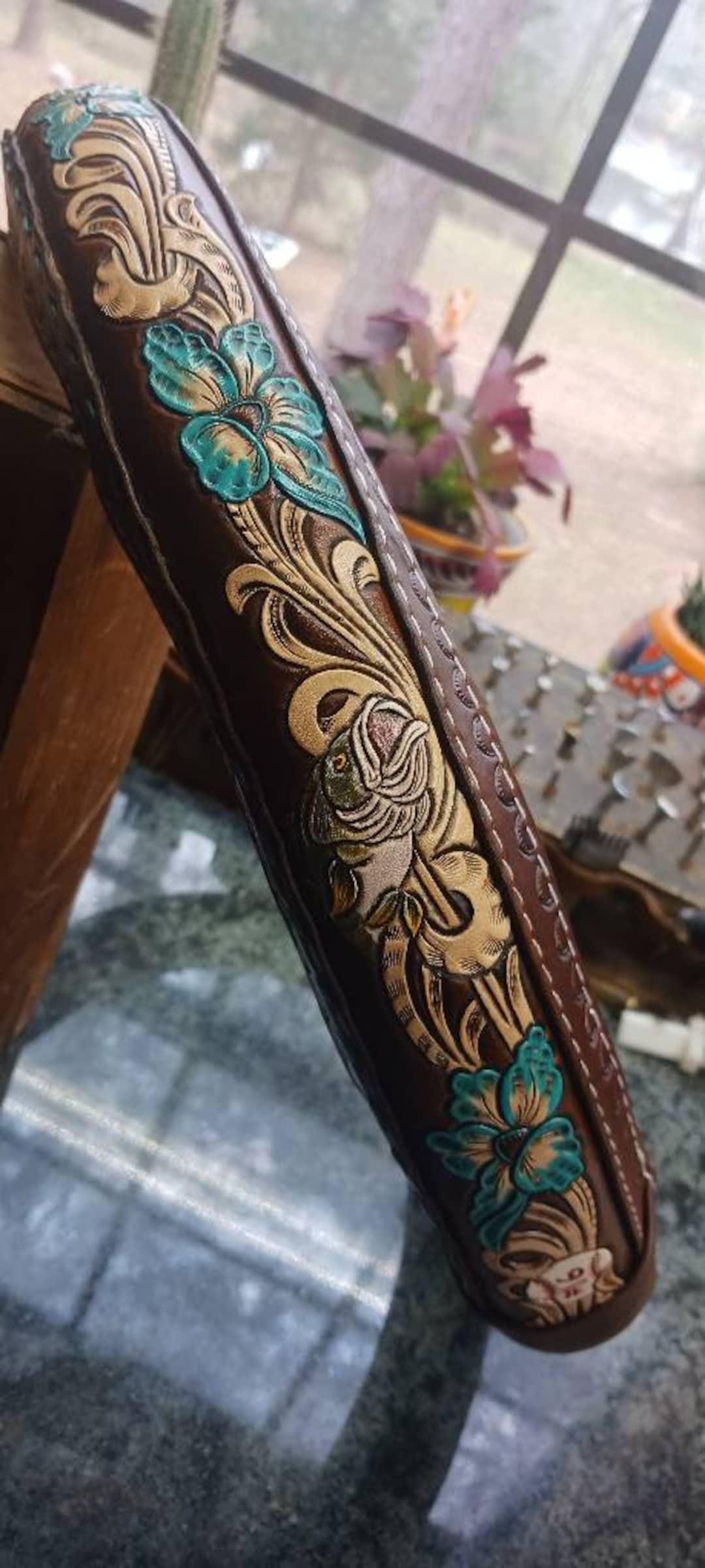 Steering Wheel Cover Tooled Leather Custom Made Etsy