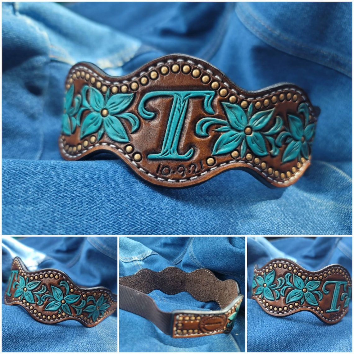 Bridal garter belt custom tooled leather Etsy