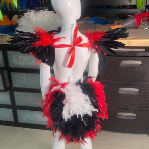 Child costume Bird costume tail and wings feathers feather tail tutu Red Black White Parrot macaw