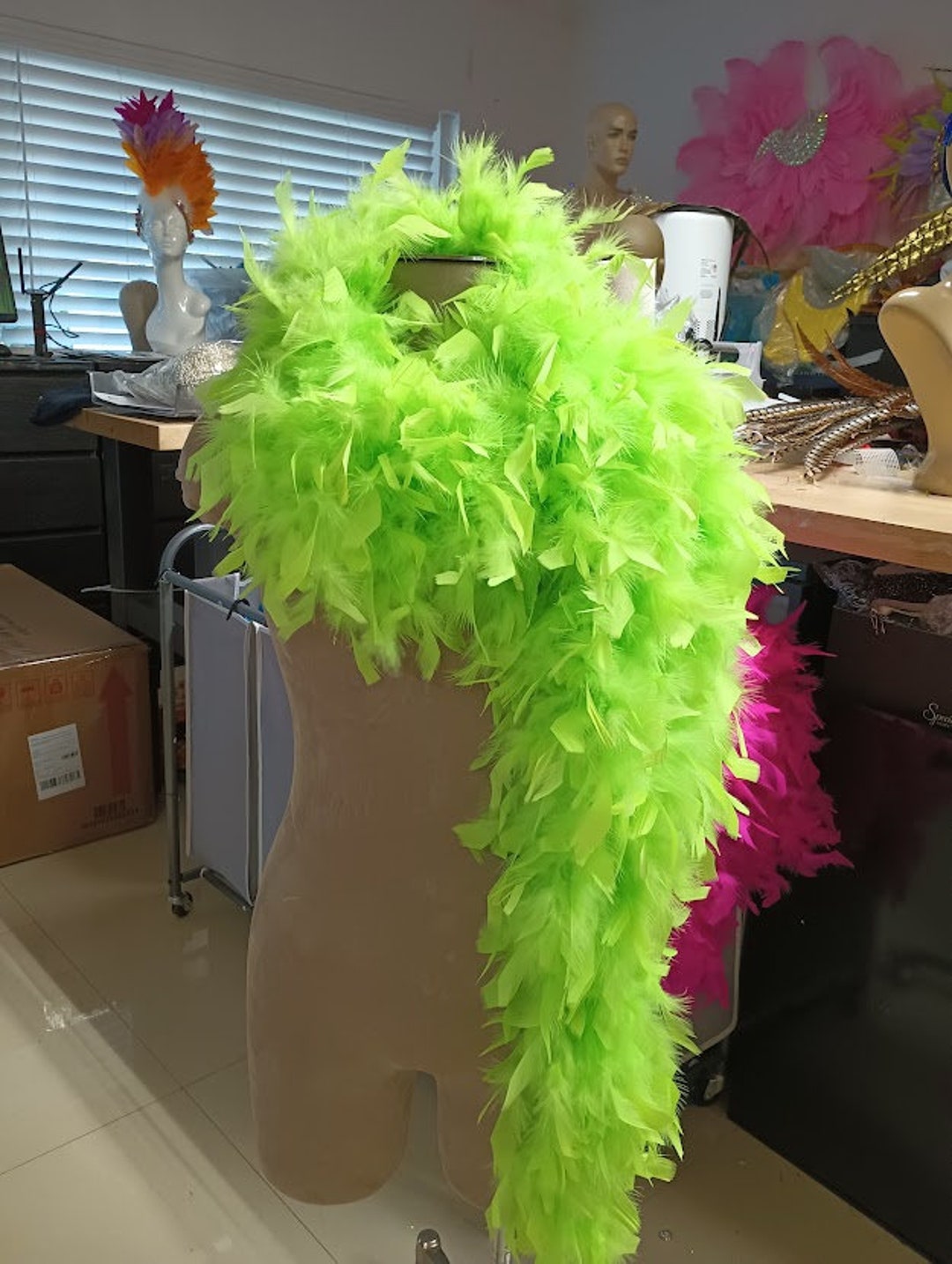 Lime Green Boa Heavy Weight 115 Grams Chandelle Feather Boa 2 Yard No