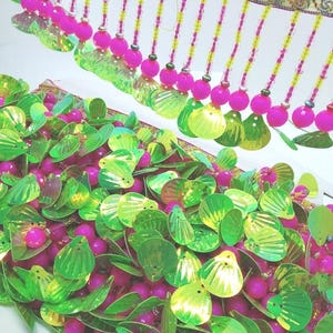 1 Yard Beaded Fringes Sequin Fringe Glass Beads Carnival tribal beads  Heavily beaded Citric Colors