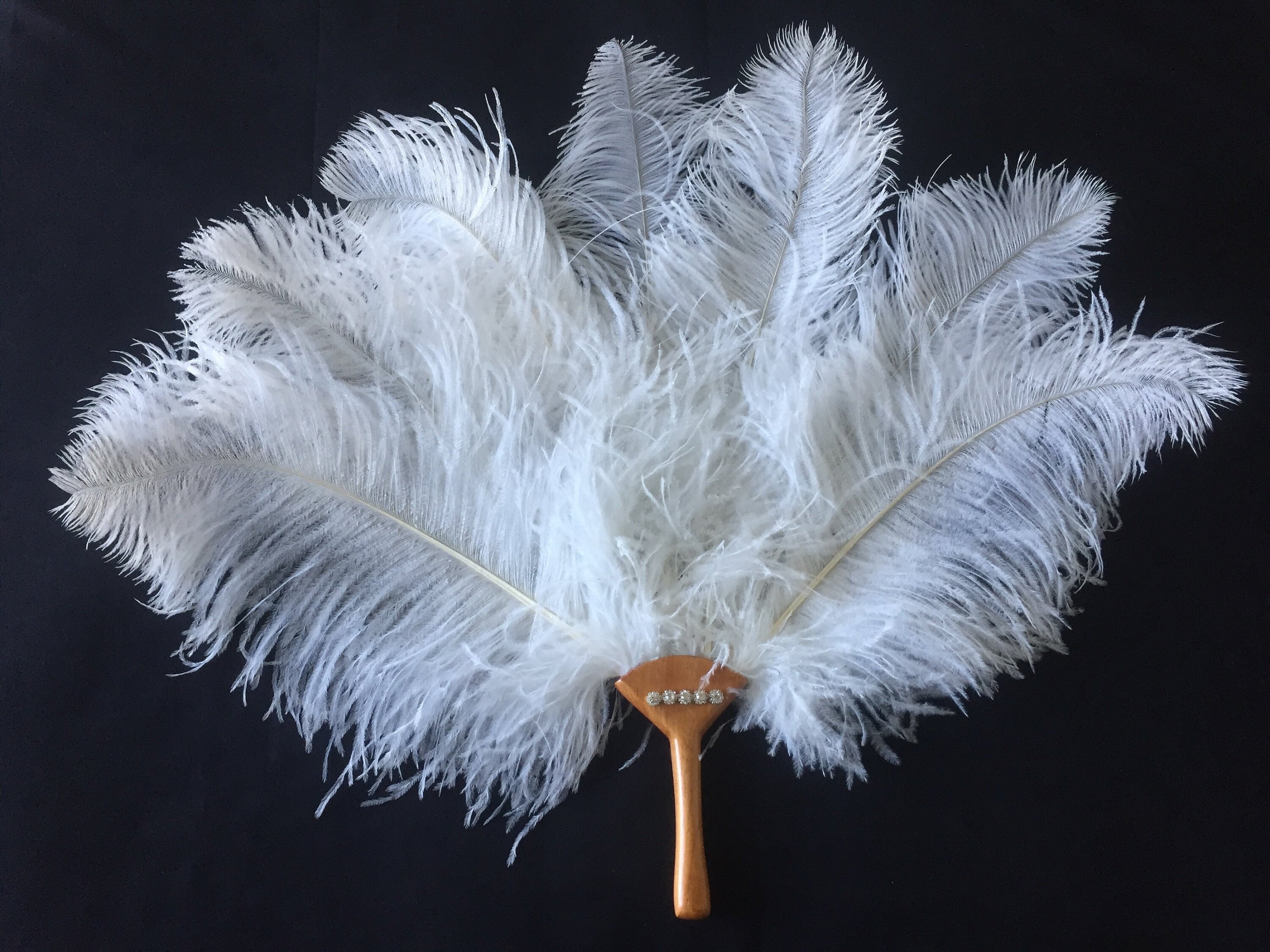 Vintage Ostrich Feather Fan Handmade Excusive Design Made in Etsy