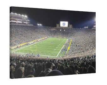 Estadio de Notre Dame / Fighting Irish / Diseño de lienzo para decoración de hogar y oficina / LIENZO LISTO para colgar / CAMPEÓN