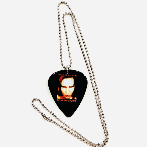 MARILYN MANSON NECKLACE Womens 16 Inches Stainless Steel Chain Guitar Pick Jewelry Gifts for Her