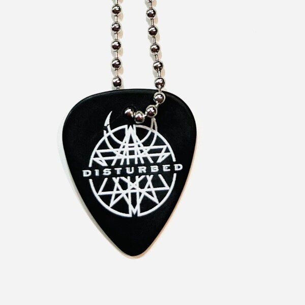 Disturbed METAL BAND NECKLACE 20 Inches Stainless Steel Guitar Pick Jewelry