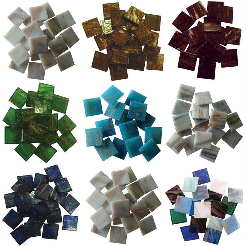 34 Gold Veined Venetian Glass Mosaic Tiles Single Colors and Mixes