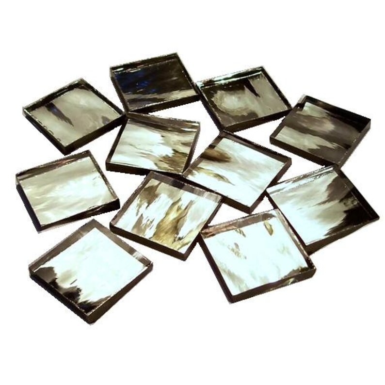 Gun Metal Silvercoat SQUARE Mirror Mosaic Tiles Stained Glass