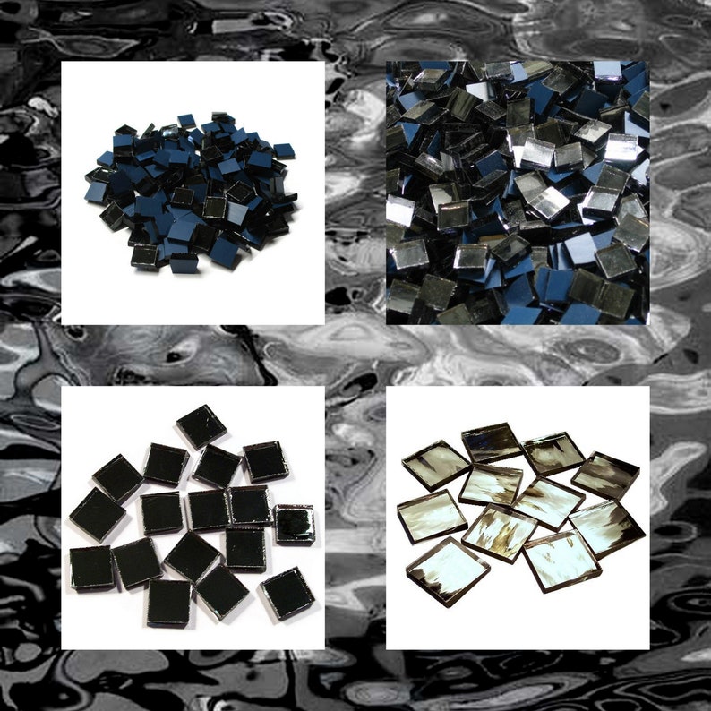 Gun Metal Silvercoat SQUARE Mirror Mosaic Tiles Stained Glass