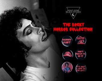 Rocky Horror Picture Show  1” Pinback Buttons -- Button Sets, Horror Buttons, Custom Buttons