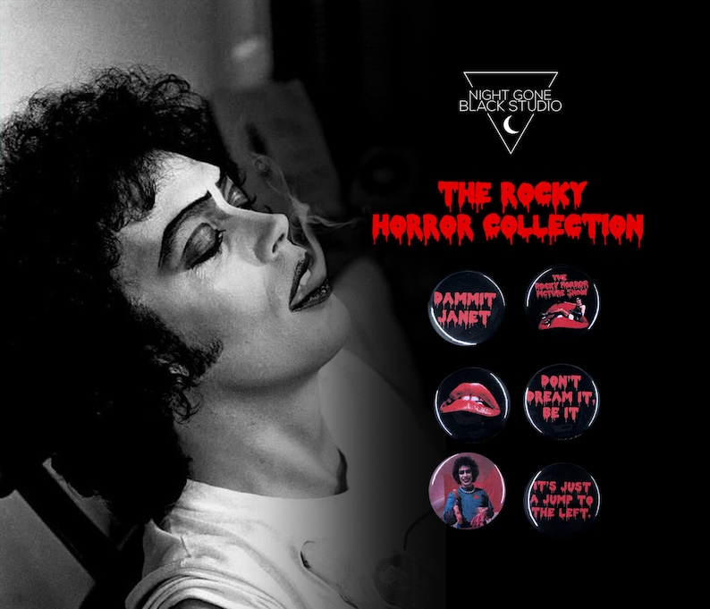 Rocky Horror Picture Show 1 Pinback Buttons Button Sets, Horror Buttons, Custom Buttons image 1