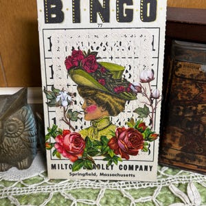 Tarjeta de diario basura de bingo, chica Gibson victoriana floral