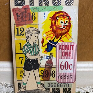 Vintage bingo rommeljournaalkaart Circus Fair Summer Time