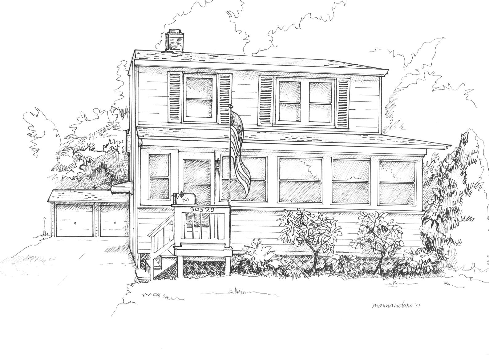 Pen and ink house portrait Etsy