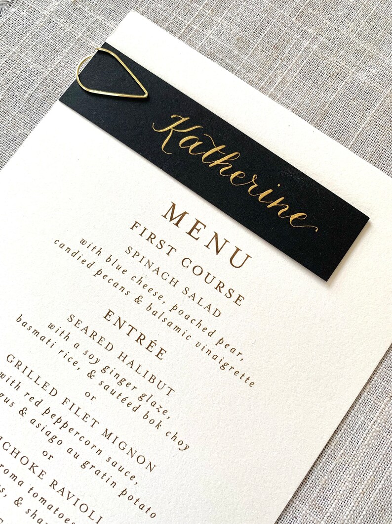 Menu Place Card Calligraphy - Etsy