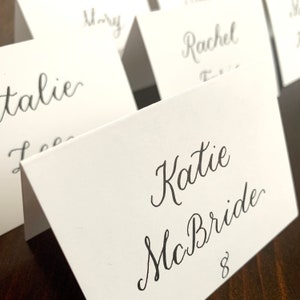 Handwritten Calligraphy Wedding Place Cards - Ivory Tented Seating
