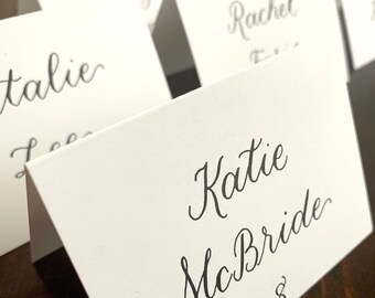 Handwritten Calligraphy Wedding Place Cards - Ivory Tented Seating