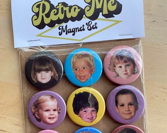 Retro Me Magnet Set, Family Photo Magnet, Friend Photo Magnet, Throwback Photo Magnet, Baby Photo Magnet
