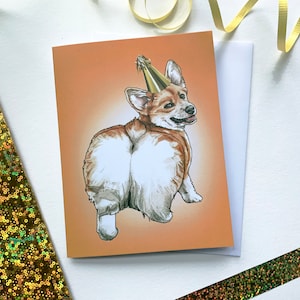 Corgi Birthday - Carte d’anniversaire - Carte de chien - Corgi Card - Corgi Illustration - Corgi Art - Corgi Cute - Corgi Butt